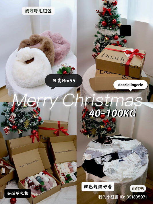 【Panties】Christmas Panty Set (come with fur bag and 4 panties)